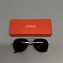livho Sunglasses for Men Women Aviator Polarized Metal Mirror UV 400 Lens Protection (Black Grey)