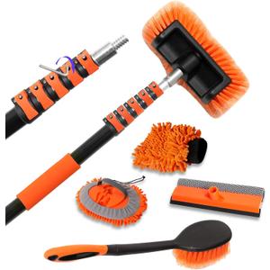 18FT Reach 6-in-1 Car Wash Brush Kit with Telescopic Pole for RV