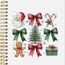 Christmas Notebook, Coquette Red and Green Bow Santa Gingerbread Christmas Journal, Christmas Office Gifts, Christmas Preppy Gifts for Women, Spiral Notebook 5.5x8.3 Inch