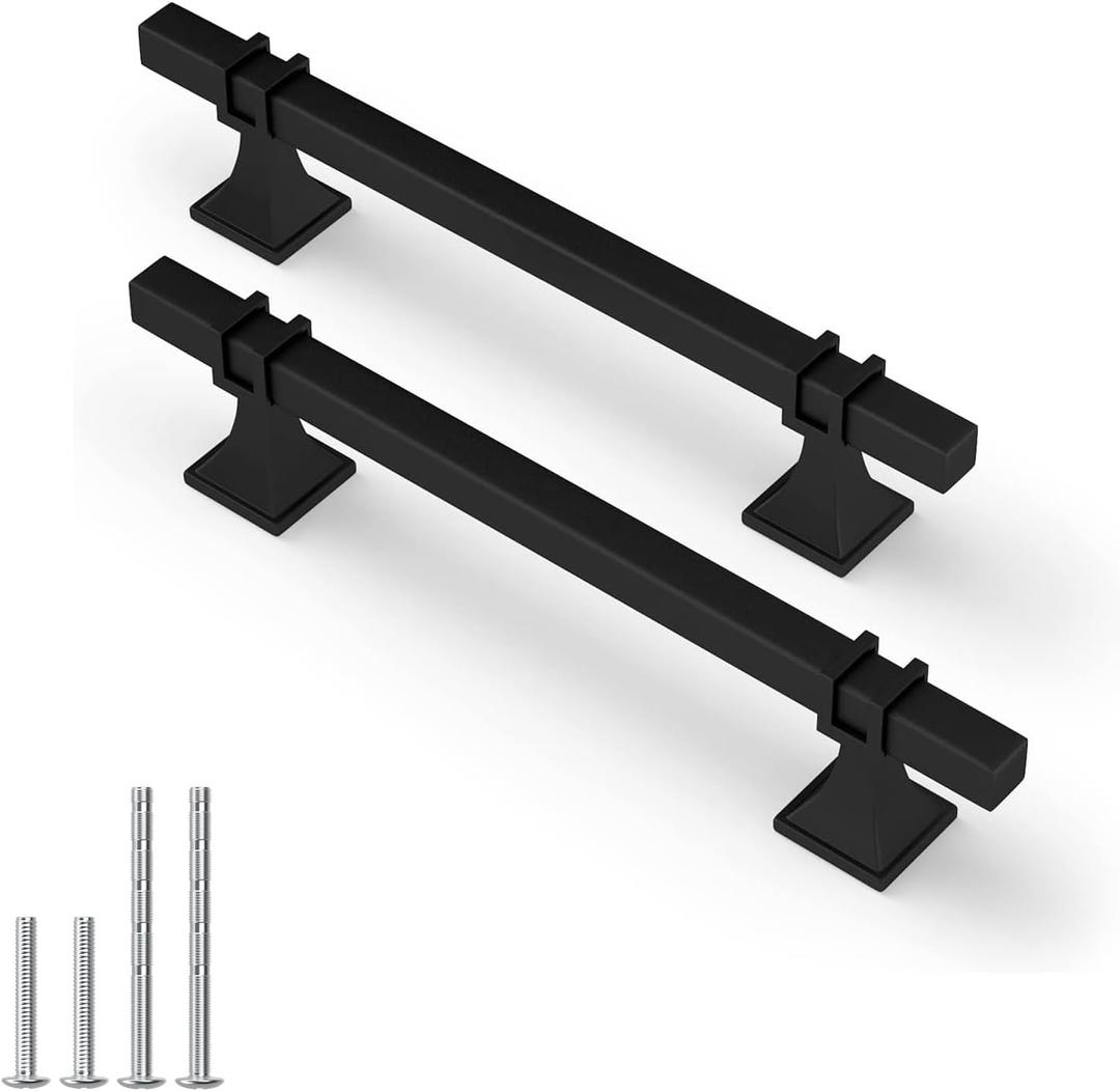 10 Pack 6-1/4 Inch Cabinet Pulls Black Cabinet Handles Matte Black Drawer Pulls Kitchen Cabinet Handles Kitchen Cabinet Hardware