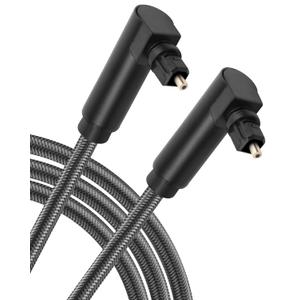90 Degree Optical Cable for Soundbar to TV, Dual Right Angled Toslink Plug Digital Optical Spdif Audio Cable for Home Cinema, Stereo System (3m / 9.84ft)