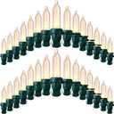 240 Pcs Christmas LED Replacement Bulb Mini Wide Angle LED Xmas Bulb LED Tree Light Outdoor String Light Replacement for Christmas Garden Tree Party(Green Base with Warm White Bulb)