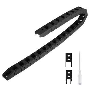 R18 10mm x 10mm(Inner H x Inner W) Black Plastic Cable Wire Carrier Drag Chain 1M Length for CNC, with End Connectors - Bridge Type (Non-openable) (10*10N(1pc))