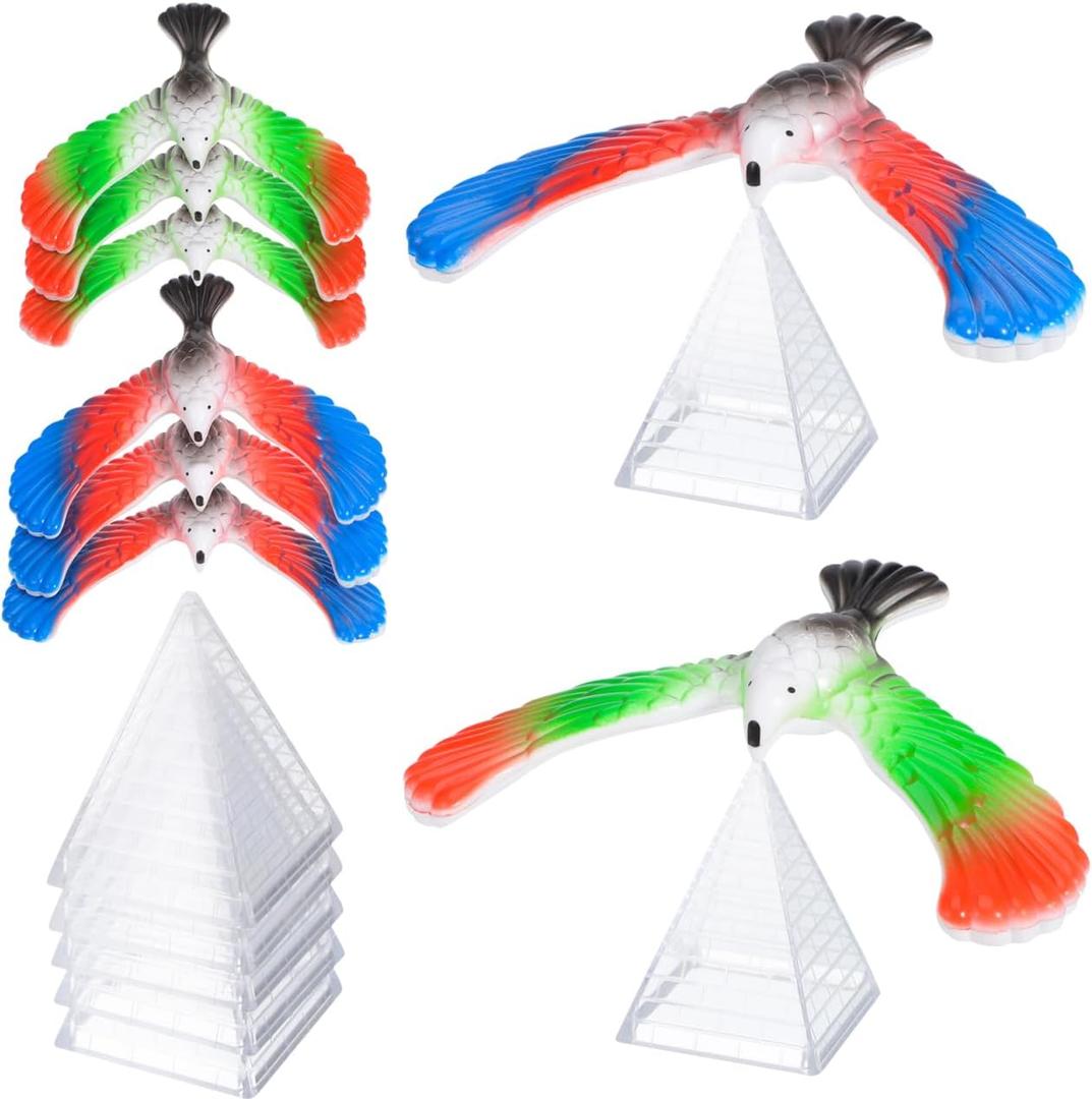 Kisangel 30Pcs Balance Bird Gravity Bird Toys, Kids Finger Educational Toys Balancing Eagle for Desktop Figurines (13x9cmx3pcs, Assorted Colorx3pcs)