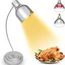 Food Heat Lamp, Commercial Food Warmer Lamp Includes 250W Infrared Bulb, 110V Stainless Steel Heat Lamps for Food Warming in Restaurant, Buffet, Catering, Home (Silver, 2 Bulbs)