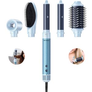 Hair Dryer Brush, Air Styler, 5 in 1 Hair Styler, Air Curler High-Speed Negative Ionic, Unlock The Ability to Curl, Volumize, Smooth & DryUpgrade, Line Length 8.86Ft & Rotatable,110,000RPM Motor (Bay Blue)