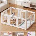 Clear Acrylic Dog Playpen Indoor with 2 Doors, 24" H 12-Panel Transparent Puppy Playpen for Small Dogs Split into Potty Zone + Play Area or Open as Large Rectangle Enclosure, Tool-Free, Anti-Slip