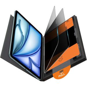 OMOTON Privacy Screen Protector for iPad Air 11 inch M3 M2 (7th&6th Generation, 2025/2024), AntiSpy Tempered Glass with Easy Installation Tray, Case Friendly, Compatible with Apple Pencil, 2 Pack