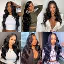 13x4 Body Wave Lace Front Wigs Pre Plucked Pre Cut 180% Density Glueless Wigs Natural Looking Synthetic Heat Resistant Fiber Wig for Daily Party Use (26 Inch)