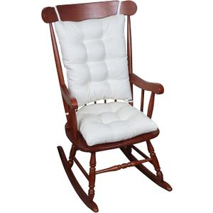 Klear Vu Omega Non-Slip Rocking Chair Cushion, Assembled in USA, Thick Tufted Design, Includes Seat Pad & Back Pillow with Ties, 17x17 Inches, 2-Piece Set, Solid Ivory