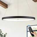 Modern LED Pendant Light Black Ring Chandelier 24" Dimmable Flush Mount Pendant Chandelier for Dinning Room Office Kitchen Living Room,3000-6500K, 1 Ring: 23.6"