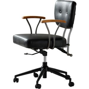 Genuine Leather Home Office Chair, Mid-Century Retro Executive Desk Chair with Armrests, 360° Swivel Ergonomic Task Chair,Adjustable Height