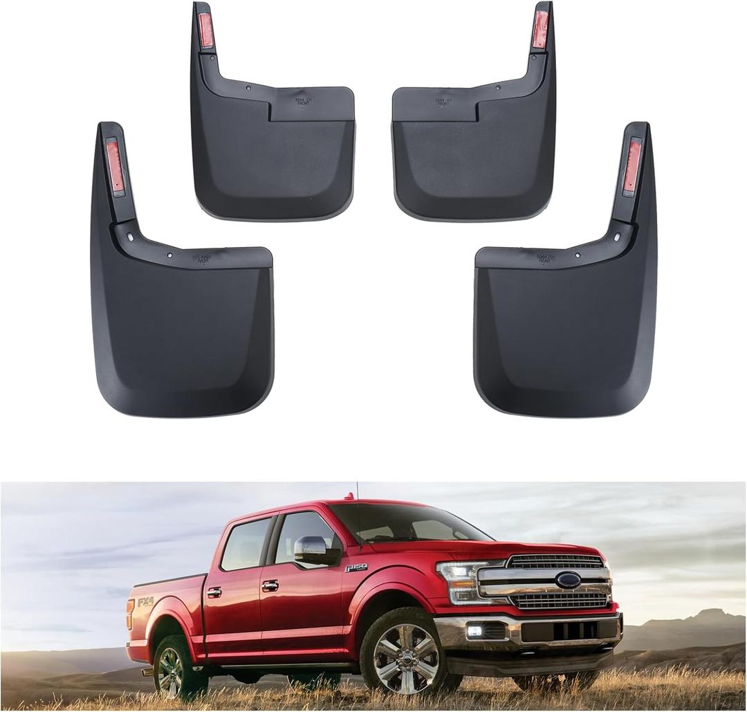 Kiwi Master Mud Flaps for 2015-2020 Ford F-150 (Without Fender Flares), Heavy Duty Mud Guards, Front & Rear Splash Guards, No Drill, 4 Pcs Set