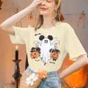 Halloween Shirts Pumpkin Shirt Women: Cute Ghost Shirt Casual Fall Halloween Spooky Season Graphic Short Sleeve Tee Tops (X-Large, Apricot)
