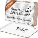10 Pack Double Sided Music Staff Lapboards 9'' x 12'' - Mini Dry Erase Whiteboards with 3 Staves & Blank Back, Small Music Board for Students, Piano Teachers, Classroom Supplies & Gifts