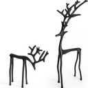 2 Pcs Christmas Reindeer Figurines Decor Xmas Tabletop Ornaments Black Deer Statue Ornament Imitation Metal Christmas Reindeer Statues for Living Room Patio Home Office Garden Backyard Decoration