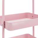 Amazon Basics 3-Tier Rolling Utility or Kitchen Cart, Lockable Wheels, Multifunctional Storage, Metal Storage Organizer, Portable, Dusty Pink