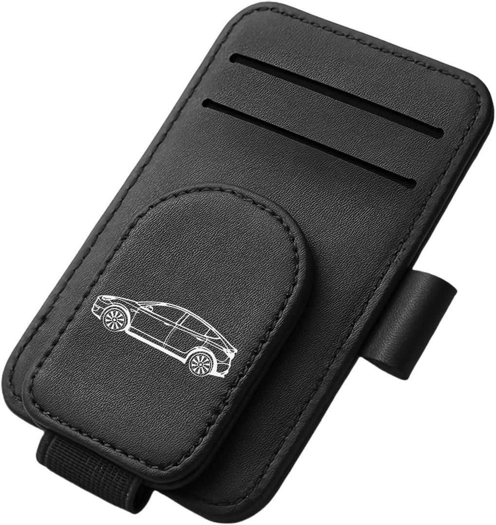 Model Y Sunglass Holder Clip Compatible with Tesla Model Y 2025 2024 2023 2022 2021 2020 Interior Accessories Organizer Eyeglass Hanger Visor Ticket Card Decor Sunglasses Holders Part De (Black)