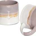 Bosmarlin Large Stoneware Coffee Mug Set of 2, Big Tea Cup for Office and Home, 15Oz, Dishwasher and Microwave Safe (Purple, 2)