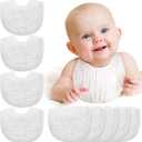 Tatuo 10 Pcs White Muslin Baby Bibs Bulk Adjustable Drool Bandana for Newborn Baby Boy Girl Cotton Soft Absorbent Bandana Bibs for Drooling and Teething Machine Washable