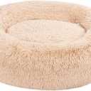 Amazon Basics Washable Donut Pet Bolster Faux Fur Bed with Removable Cover, Anti-Slip Bottom for Dog, Beige, 36" x 36"