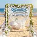 Canlierr 2 Pcs 6.5ft Wedding Giant Pearl Garland Decorations 60mm Large Faux Bead Garland with Hook for Ceremony Photo Booth Outdoor Proposal Scene Garden Beach Party Decor (Ivory White, Simple)