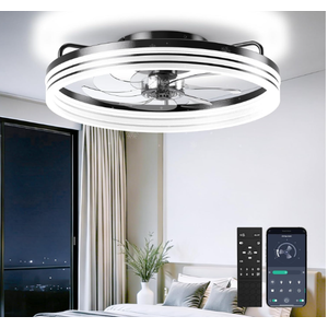 AIKVSXER Ceiling Fans with Lights and Remote, 20 Inch Low Profile Fandelier with APP Control, Ultra Quiet, 3CCT and 6 Wind Speeds for Bedroom, Living Room Modern Flush Mount Fan Light