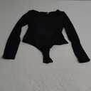 SHAPERX Womens Slimming Bodysuit Buttery Soft Snap Closure Seamless Long Sleeve Layering Top (Crew Neck-black, Size M)