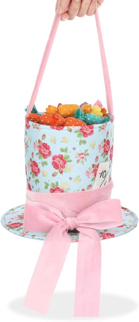 Dansydaisy Wonderland Costume Accessories Hat Trick or Treat Bag Halloween Movie Wonderland Pink and Blue Cute Standard Portable with Handle for Halloween Gifts Party Favors Supplies