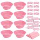 32 Pcs Foot Spa Kit for Kids, Light Pink 8 Foot Tubs for Soaking & 8 Towels & 8 Hairbands & 8 Eye Masks, Spa Party Supplies for Girls for Sleepovers Slumber Party