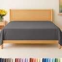 Twin XL Size Flat Sheet - Hotel Quality Top Flat Bed Sheet Only - Ultra-Soft, Breathable & Cooling - Fade & Wrinkle Free - Easy-Care, Stain & Shrink Resistant Bedding - Easy-Fit & Oeko-Tex - Dark Grey