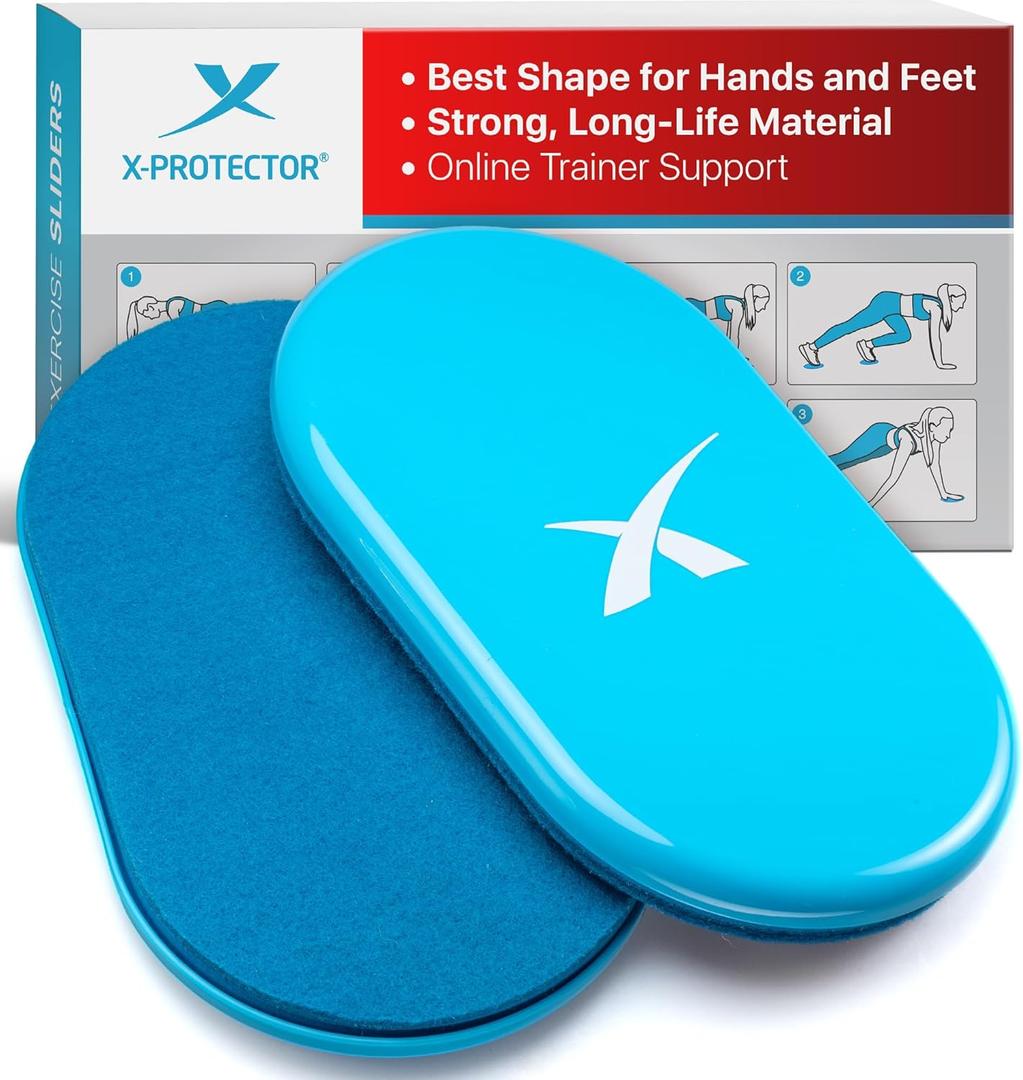 X-Protector Sliders for Working Out - 2 PCS - Double-Sided Exercise Sliders for Hard & Carpeted Floors - Gliders for Exercising! (Light Blue)