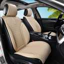 Coverado 2PCs Front Seat Covers Leather Car Seat Protector, Car Seat Cushion Waterproof Anti-Slip Padded, Seat Covers for Cars, Driver Seat Cover Universal Fit for Most Sedans SUV Pick-up Truck Beige