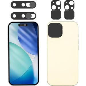 Front Camera Cover Compatible for iPhone 15/15 Plus with Rear Lens Cover,Protect Privacy and Security But Not Affect Facial Recognition2Pack-2025 Updated Version
