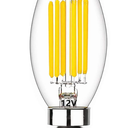 SHUWDKAR Low Voltage Bulbs 12 Volt Candelabra Base LED Bulbs, 12V Candelabra LED Light Bulb 6W (60W Equivalent) Soft White 3000K E12 Base DC 12V 24V, 1 Pack 