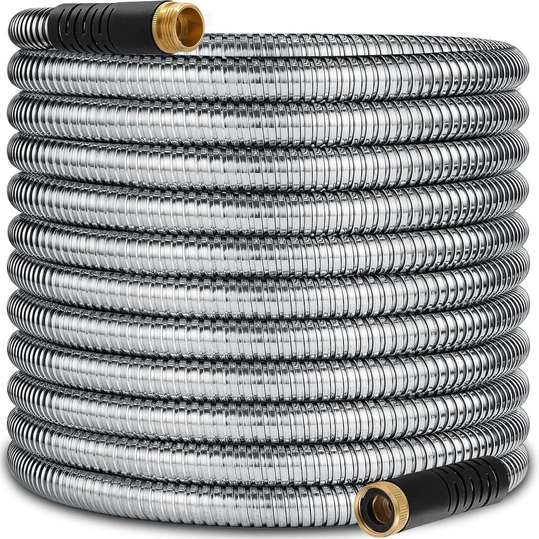 200 ft Stainless Steel Garden Hose - 2026 New Upgraded Metal Water hose - Flexible Water Hoses Pipes with Latex Core, 3/4" Solid Brass Connector - No-Expandable Watering Garden Hoses