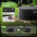 2 x UIRWAY Fire Pit Cover 44 Inch Round, Waterproof Outdoor Fire Pit Cover, 600D Heavy Duty Oxford Fabric Firepit Cover with PVC Coating, Strong Tear & Windproof Patio Fire Pit Table Cover, Black