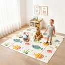 Baby Play Mat 79 x 71 Inch, Extra Large Foldable Play Mats for Babies and Toddlers, Foam Play Mat for Floor Travel Bag (Map & Fish)