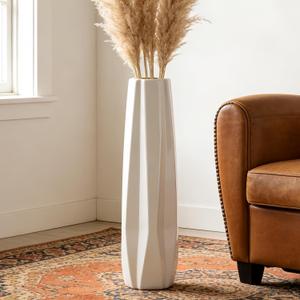 Ceramic Large Floor Vase, GDSZJLJ White 28" Tall Flower Vase Decorative Vases for Living Room Modern Home Decor Office Bedroom Kitchen Wedding House Décor, Gift for Wedding Housewarming