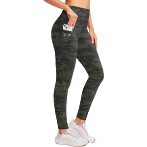 G Gradual Women's Fleece Lined Winter Leggings with Pockets Water Resistant High Waisted Thermal Warm Pants Running Hiking (Green, S)