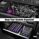 WORKPRO Magnetic Socket Organizer, 1/4-Inch Drive Aluminum Alloy Socket Rail, Heavy Duty Socket Holder, Socket Rack Kit 1/4-Inch x 12 Clips (Red)