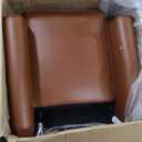 Leather Recliner Chair, Pushback Recliner Chair with Adjustable Backrest Footrest, Mid Modern Reclining with Overstuffed Arms Lumbar Support for Reading, Living Room, Yellow Brown