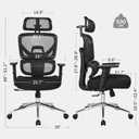 VECELO High Back Ergonomic Office Chair, Big and Tall Mesh Desk Chair with Wheels, Tilt Function, 3D Headrest, Lumbar Support, Swivel Rolling Computer Chair for Task, Home Office, Black, 21.7in x 26.0in x 49.0in