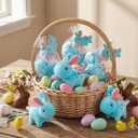 12 Set Easter Dinosaurs Stuffed Animal Plush Toys Bulk for Kids 4.7'' Mini Stuffed Animal Small Plush Fluffy Toys with Card for Easter Egg Hunt Favor Basket Filler Hunt Game Supply