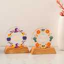 2Pcs Cute Halloween Night Light Decorations, Witch Happy Halloween &Ghost Trick or Treat Warm Light with LED Base,Spooky Indoor Desktop Decor(3.5x3.7inch)