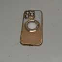 Misscase for iPhone 16 Pro Magnetic Glitter Case Compatible with MagSafe,Full Protection Slim Shockproof Anti-Scratch Case with Camera Lens Protector Logo View Dust-Proof Net for Women Gold