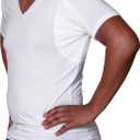 Sweatproof Undershirt for Men, V-Neck, White, Sweat Pads (Small)