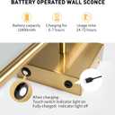 Battery Operated Wall Sconces Set of Two Wireless with Remote Control,350Rotate,3000K-6000K Gold Modern LED Rechargeable Indoor Wall Lights for Living Room, Bedroom, Stairs,27.5 Inch (2 Pack)
