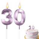 30th Birthday Candles, Purple Number 30 Candles, Happy Birthday Candle for Cake, 3D Designed Number Cake Toppers Decorations for 30th 30 Year Old Women Men Wedding Anniversary Parties Celebrations