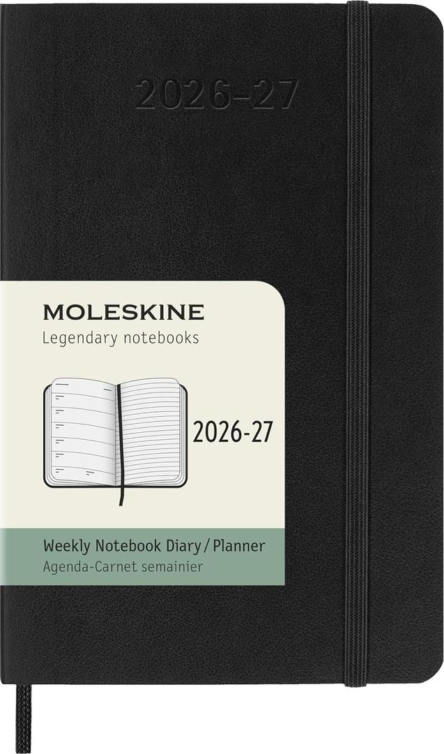 Moleskine Classic 18 Month 2026-2027 Weekly Planner, Soft Cover, Pocket (3.5" x 5.5"), Black, 208 pages